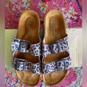 Naot Leopard Print Sandals with Buckles